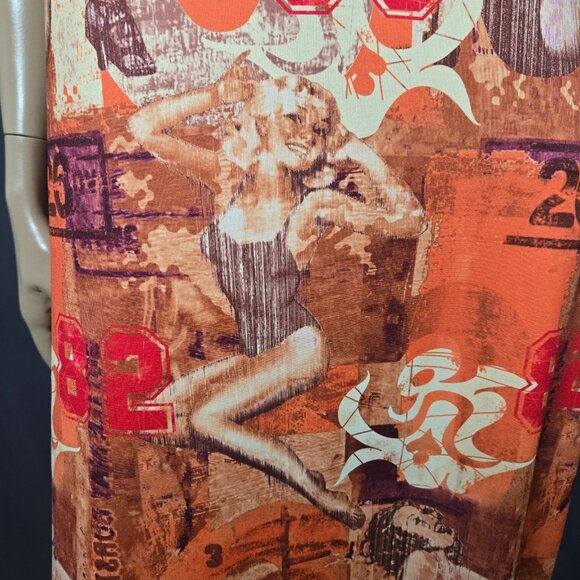 Vintage 90s Y2K Pinup Girl Print Blokette Varsity Numbers Maxi Dress size M/L - Picture 4 of 12